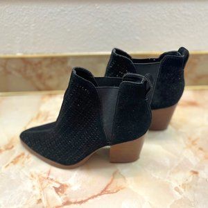MARC FISHER Black Suede Heeled Booties SZ. 7